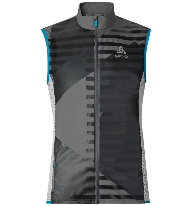 Body Warmer Odlo Mens Zepto Steel Grey Allover Print