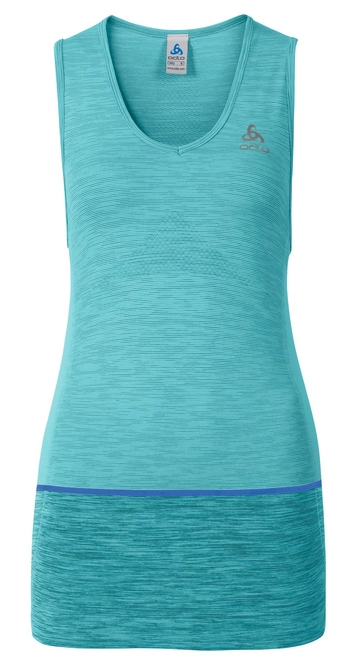 Vest Top Odlo Womens Singlet V-Neck Seamless Kamilera Blue Radiance Melange