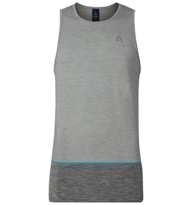 Vest Top Odlo Mens Singlet Crew Neck Seamless Kamilero Grey