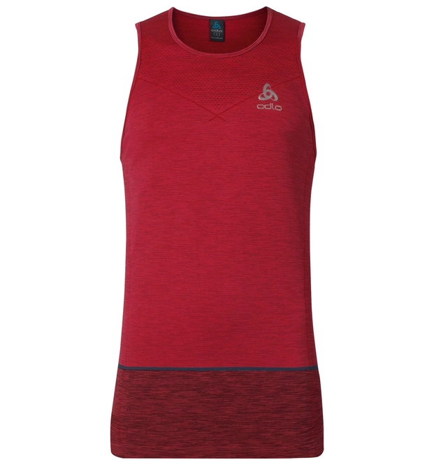Vest Top Odlo Mens Singlet Crew Neck Seamless Kamilero Red