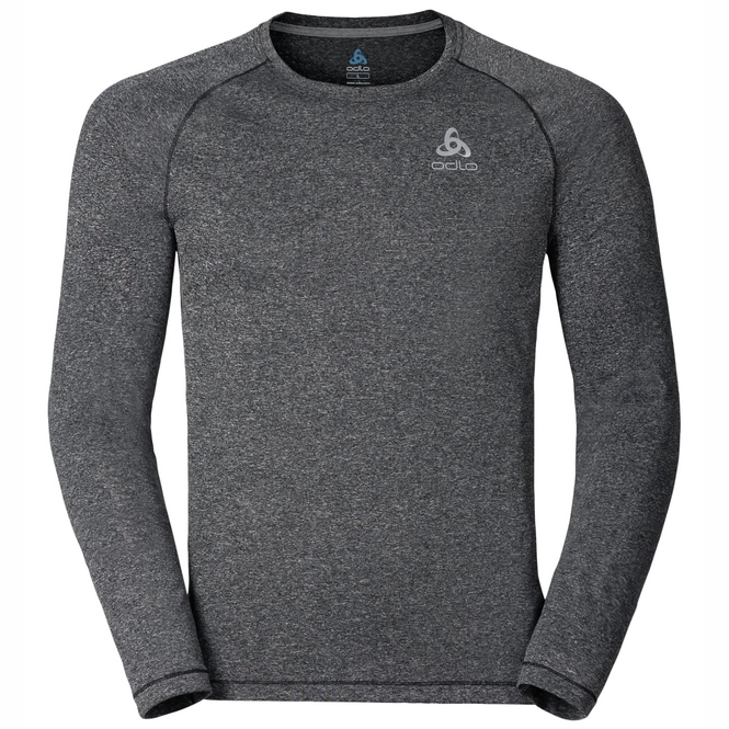 Long Sleeve T-Shirt Odlo Mens Crew Neck Raptor Black Melange