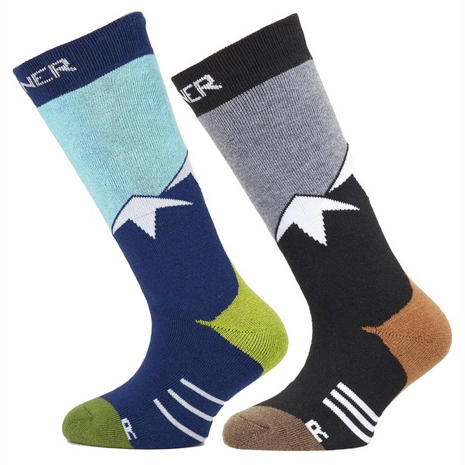 Ski Socks Sinner Mountain Blue Grey Kids (2 Pairs)