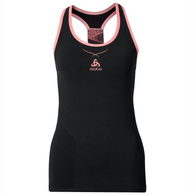 Vest Top Odlo Womens Singlet Crew Neck Ceramicool Seamless Black Fleur De Lotus