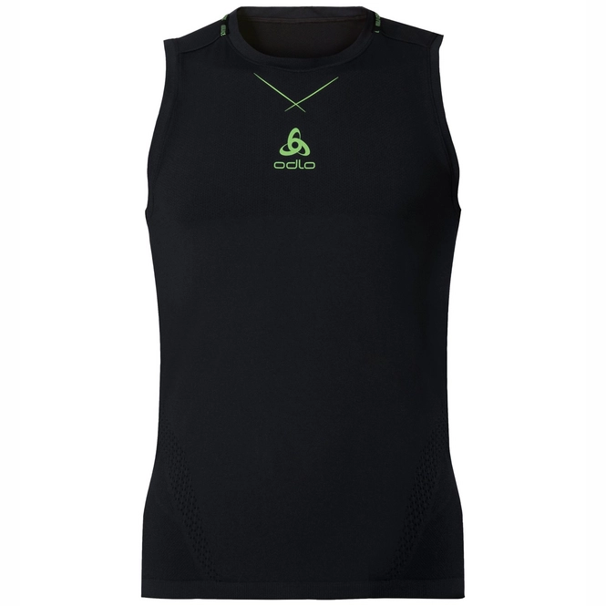 Vest Top Odlo Mens Singlet Crew Neck Ceramicool Seamless Black Safety Yellow