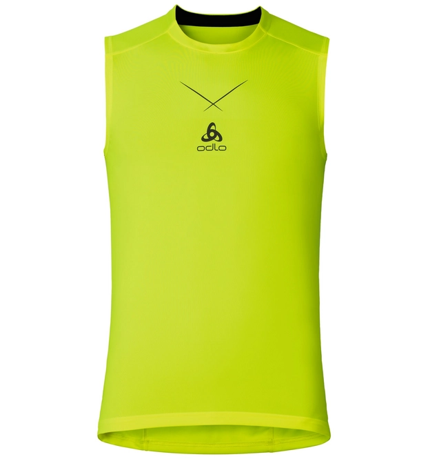 Vest Top Odlo Mens Singlet Crew Neck Ceramicool Safety Yellow Black