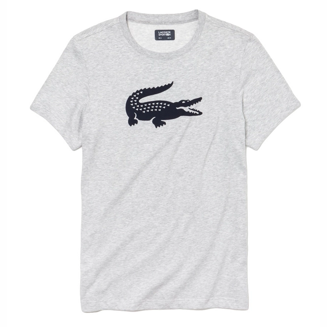 T-Shirt Lacoste Mens TH3377 Silver Chine Navy Blue