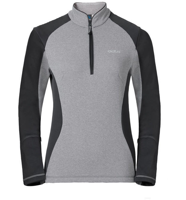 Sweatshirt Odlo Womens Midlayer 1/2 Zip Pact Grey Melange Graphite Grey