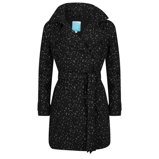 Raincoat Happy Rainy Days Trenchcoat Bonita Dot Black Off White
