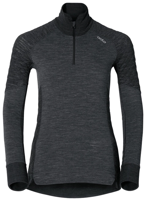 Undershirt Odlo Womens L/S Turtle Neck 1/2 Zip Revolution Black Melange