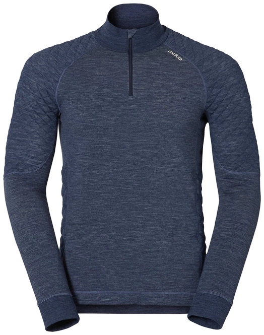 Undershirt Odlo Mens L/S Turtle Neck 1/2 Zip Revolution Navy New Melange