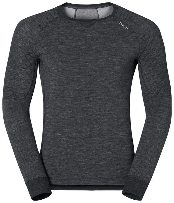 Undershirt Odlo Mens L/S Crew Neck Revolution Tw X-Warm Black Melange