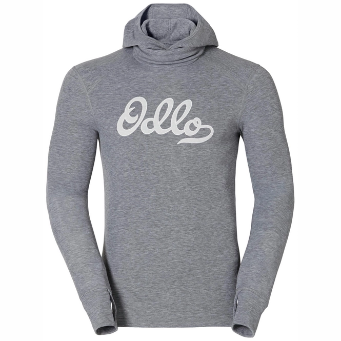 Undershirt Odlo Mens L/S With Facemask Vallee Blanche W Grey Melange