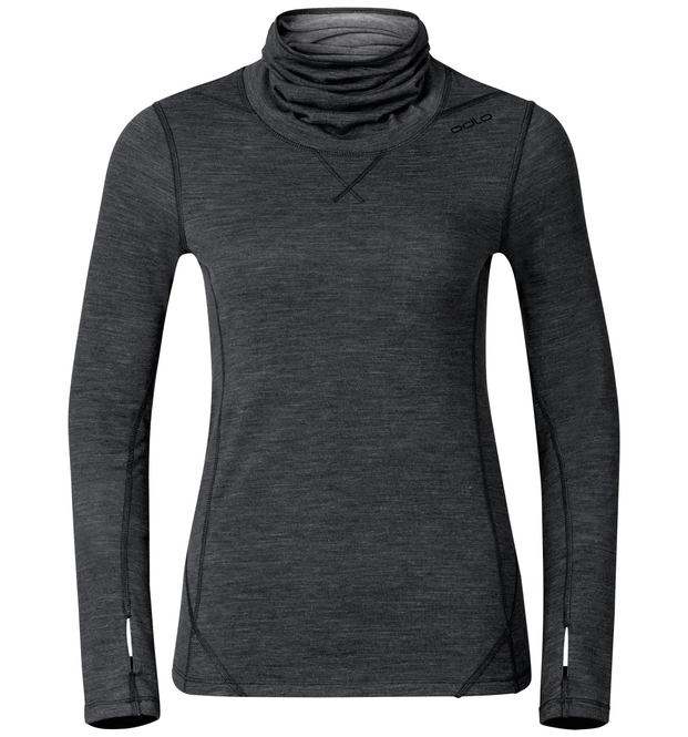 Undershirt Odlo Womens L/S Turtle Neck Revolution Tw Warm Black Melange