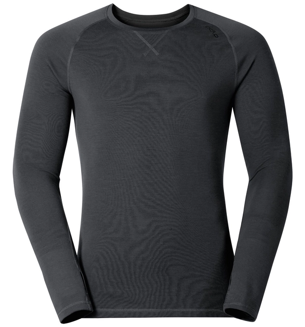 Undershirt Odlo Mens L/S Crew Neck Revolution Tw Warm Black Melange