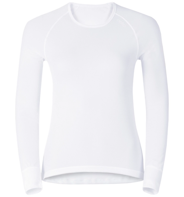Undershirt Odlo Womens L/S Crew Neck Cubic White Snow White