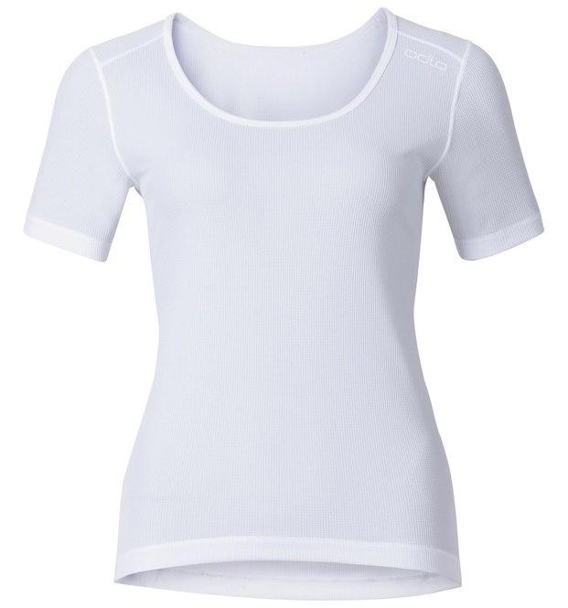 Undershirt Odlo Womens S/S Crew Neck Cubic White Snow White