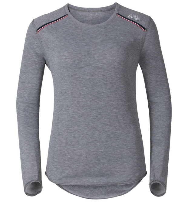 Undershirt Odlo Womens L/S Crew Neck Vallee Blanche Warm Grey Melange