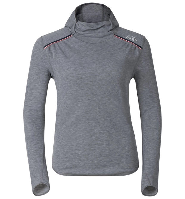Undershirt Odlo Womens L/S With Facemask Vallee Blanche W Grey Melange