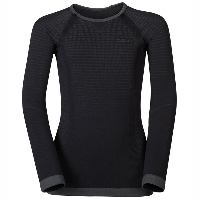 Undershirt Odlo L/S Crew Neck Evolution Warm Black Graphite Grey