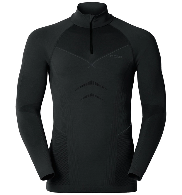 Undershirt Odlo Mens L/S Turtle Neck 1/2 Zip Evolution Black