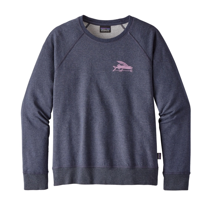 Sweatshirt Patagonia Women's Small Flying Fish MW Crew Navy Blue