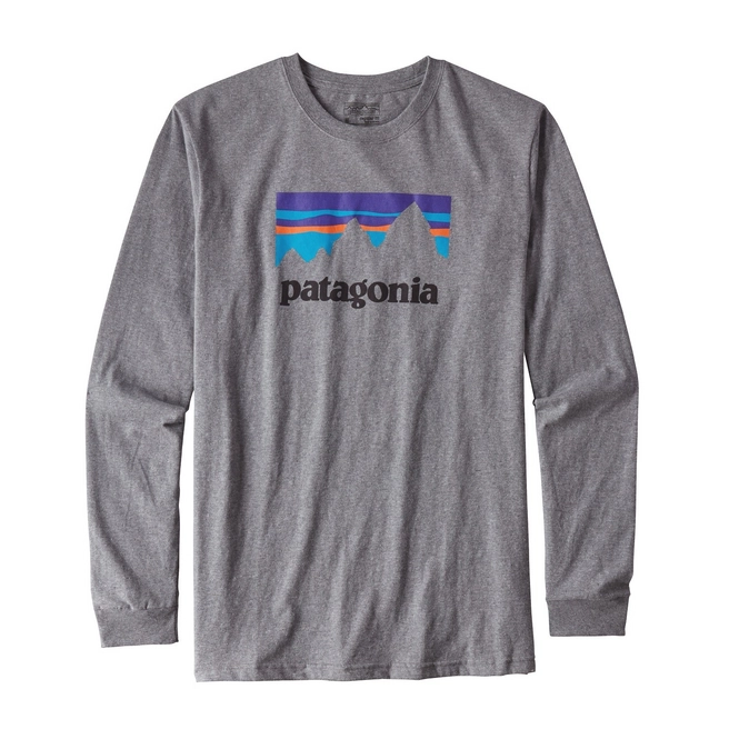 Long Sleeve T-Shirt Patagonia Men's Shop Sticker Cotton Gravel Heather