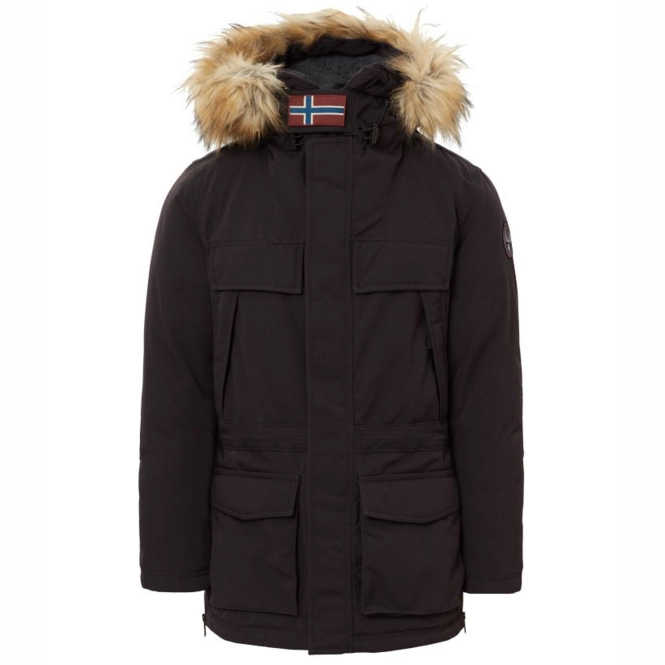 Winter Jacket Napapijri Skidoo Men Open Long Black