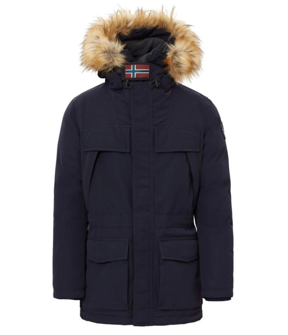 Winter Jacket Napapijri Skidoo Men Open Long Blu Marine