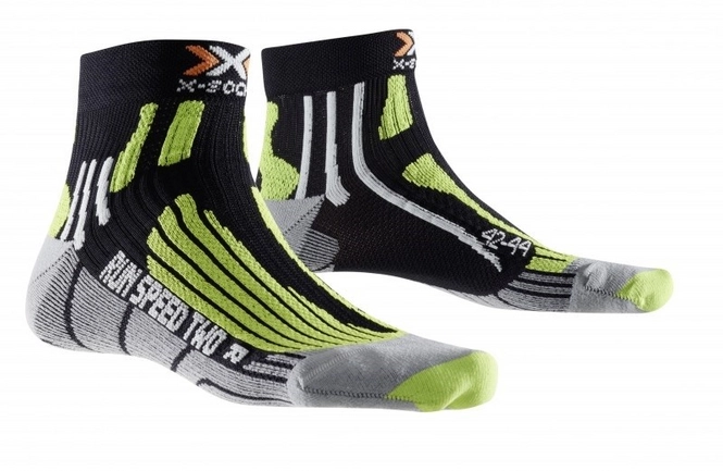 Running Socks X-Socks Speed Two Black/Lime Green
