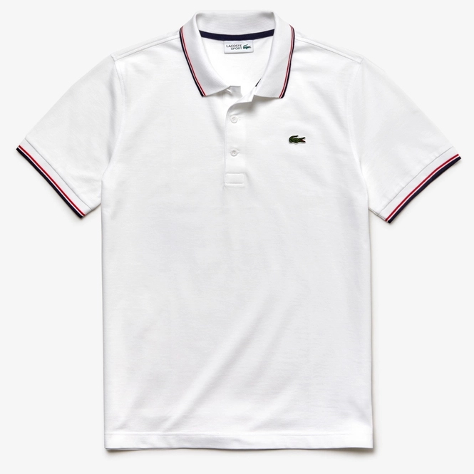 Polo Shirt Lacoste Men Sport White Navy Blue Red
