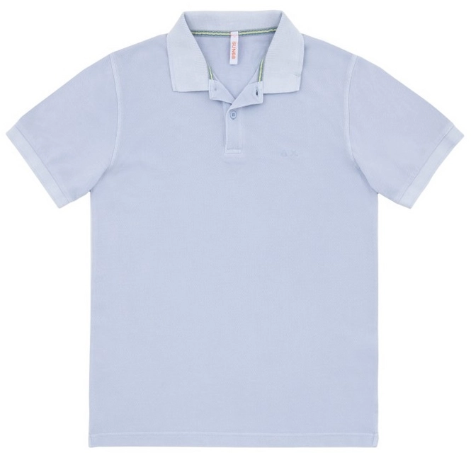 Polo Shirt Sun68 Men Cold Dye Azzurro