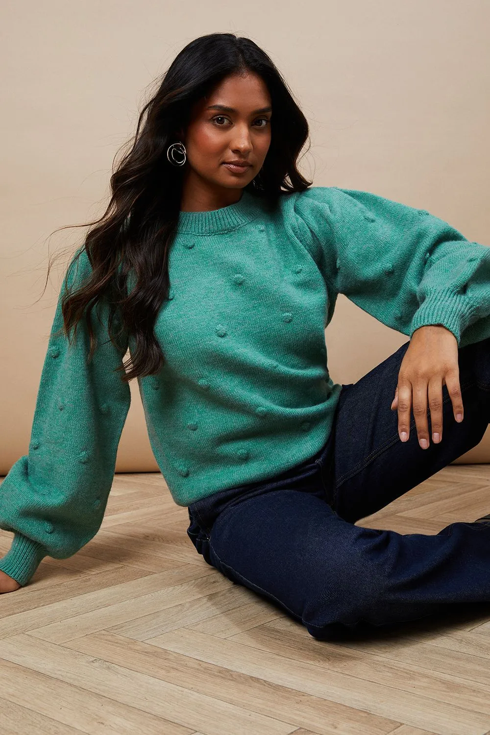 Bobble Knitted Crew Neck Jumper