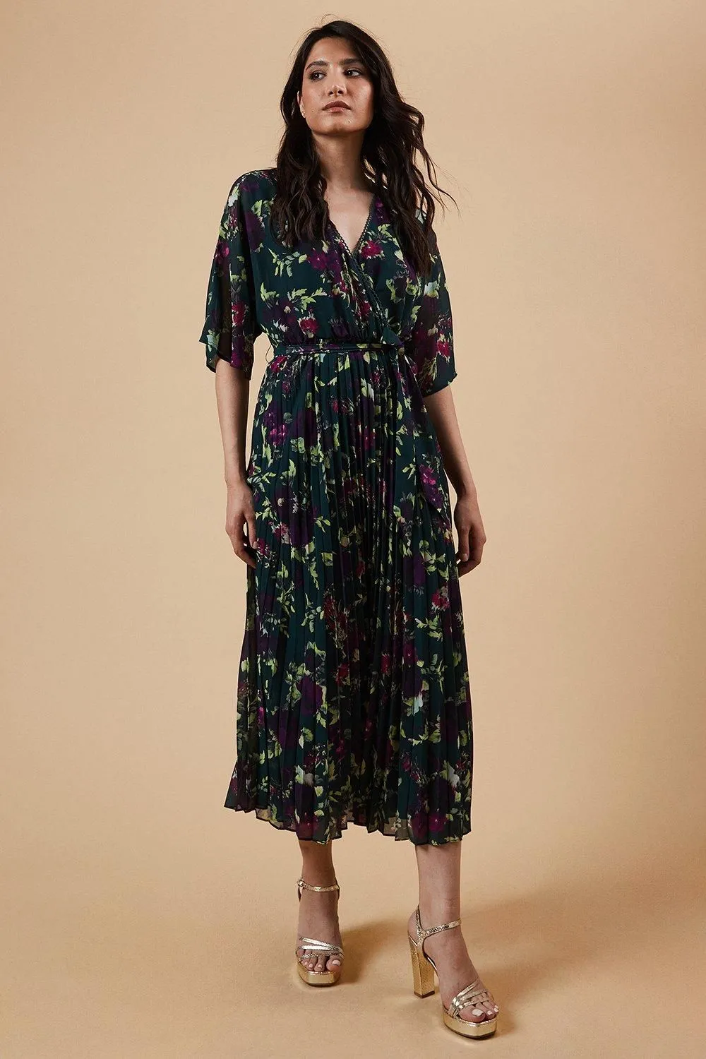 Occasion Floral Kimono Sleeve Midi Dress