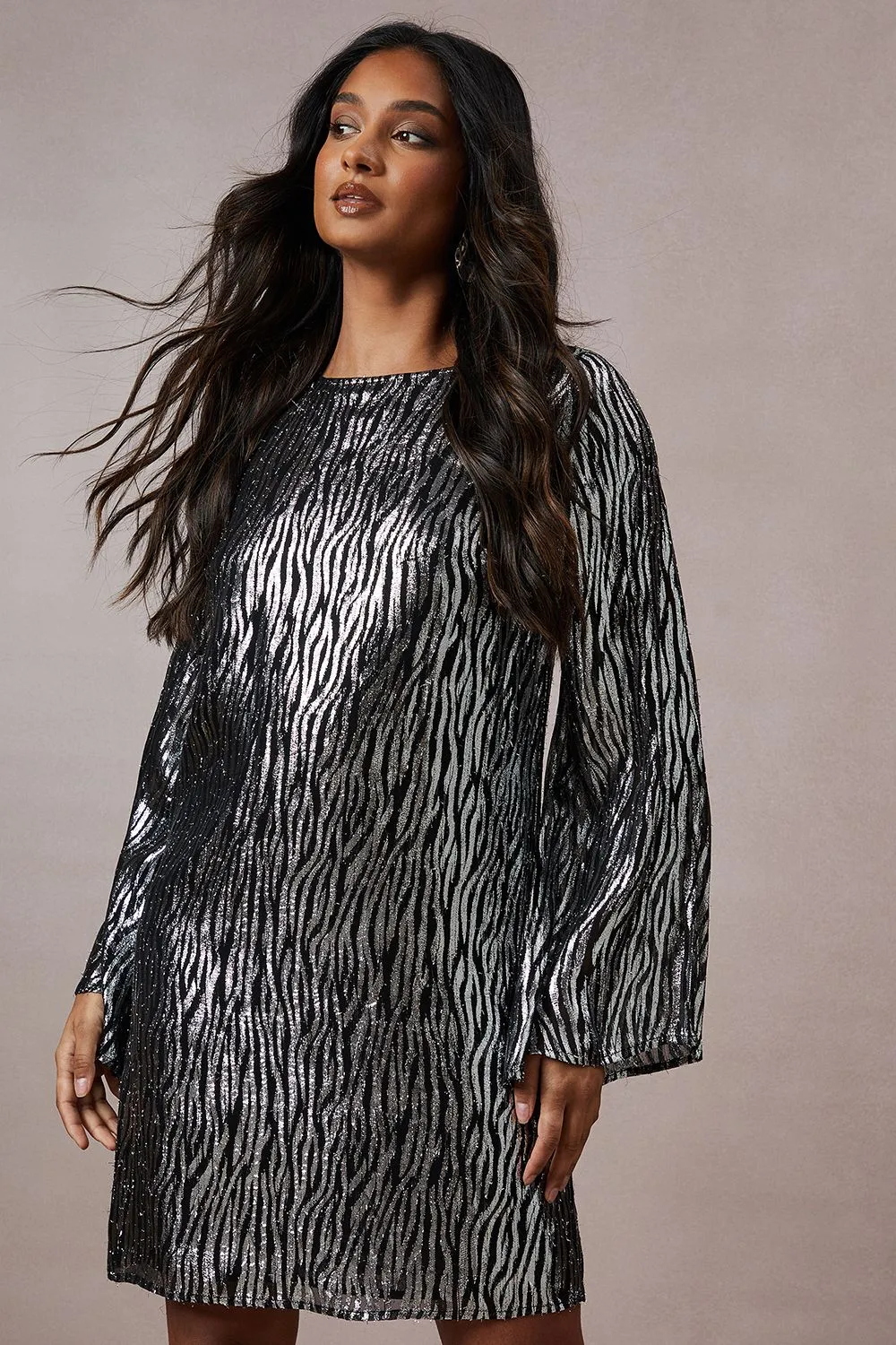 Occasion Zebra Metallic Mini Dress