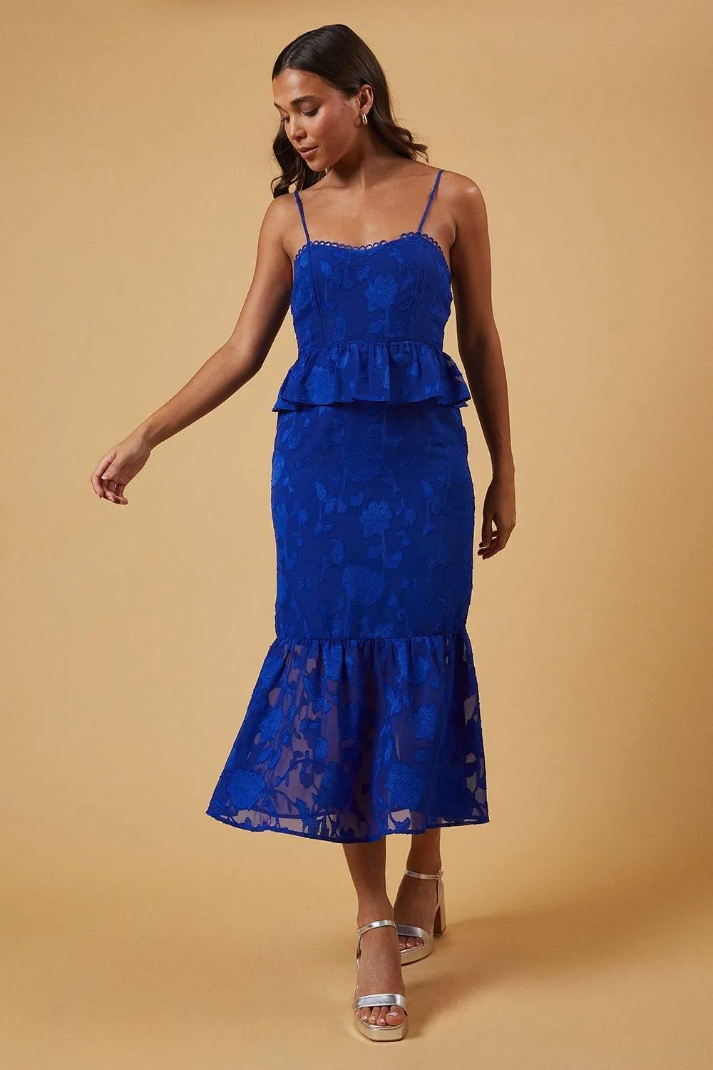 Petite Occasion Jacquard Peplum Midaxi Dress