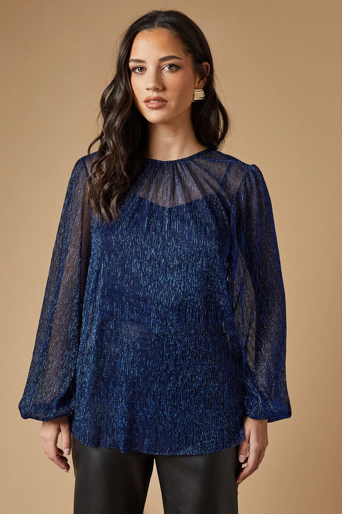 Occasion Plisse Balloon Sleeve Top