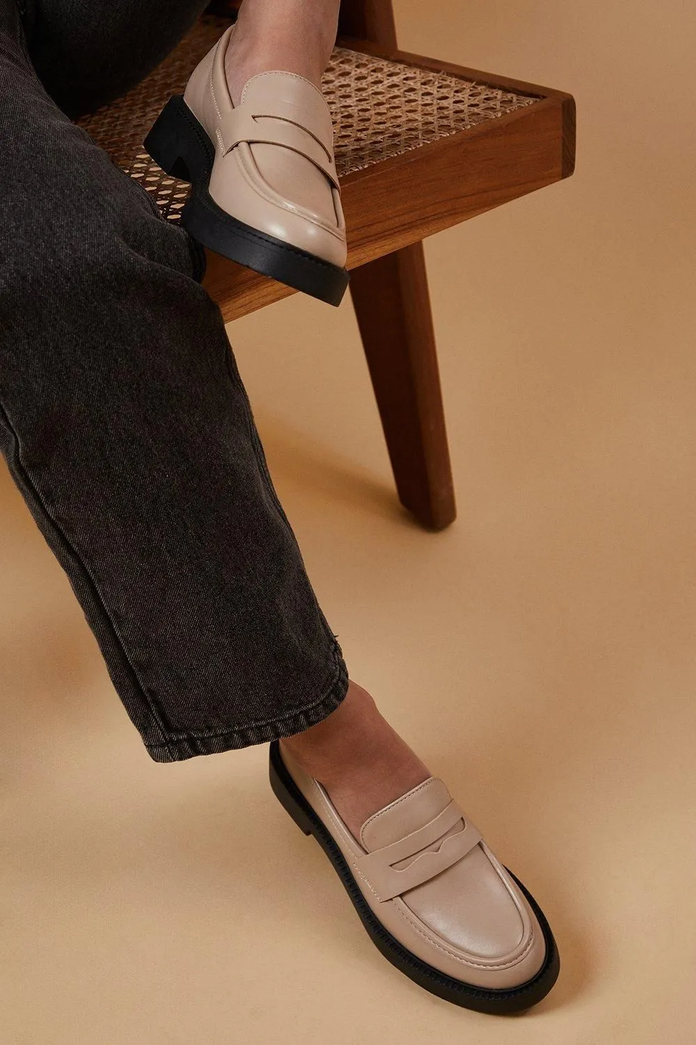 Bettie Faux Leather Chunky Penny Loafers