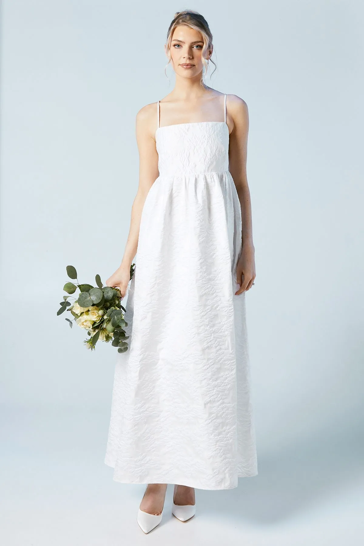 Cami Strap Babydoll Jacquard Wedding Dress