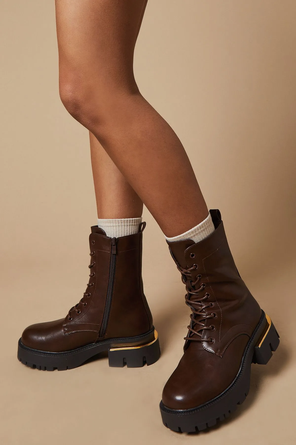 Lace Up Biker Boot