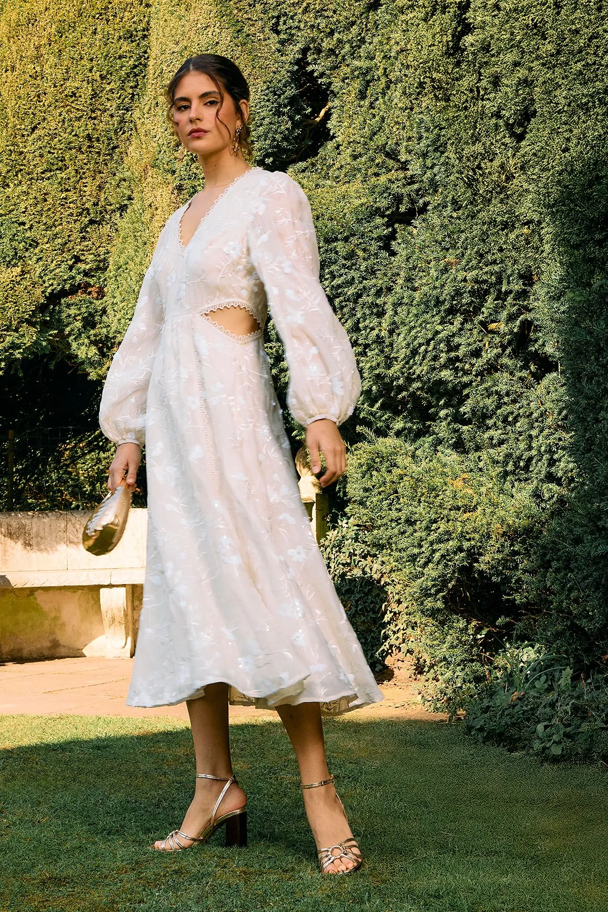 Chiffon Sequin Embellished Floral Midaxi Dress