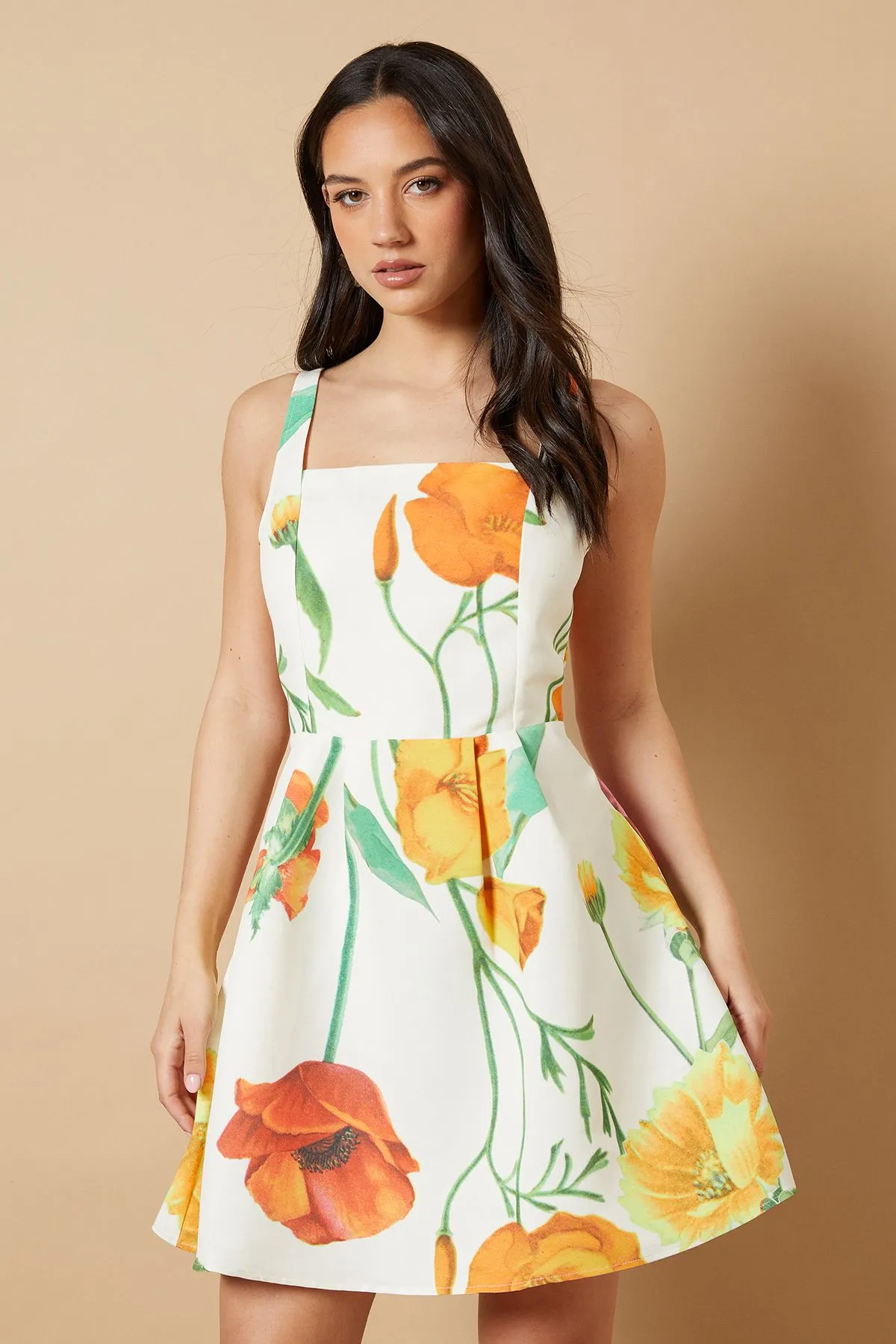 Floral Square Neck Mini dress