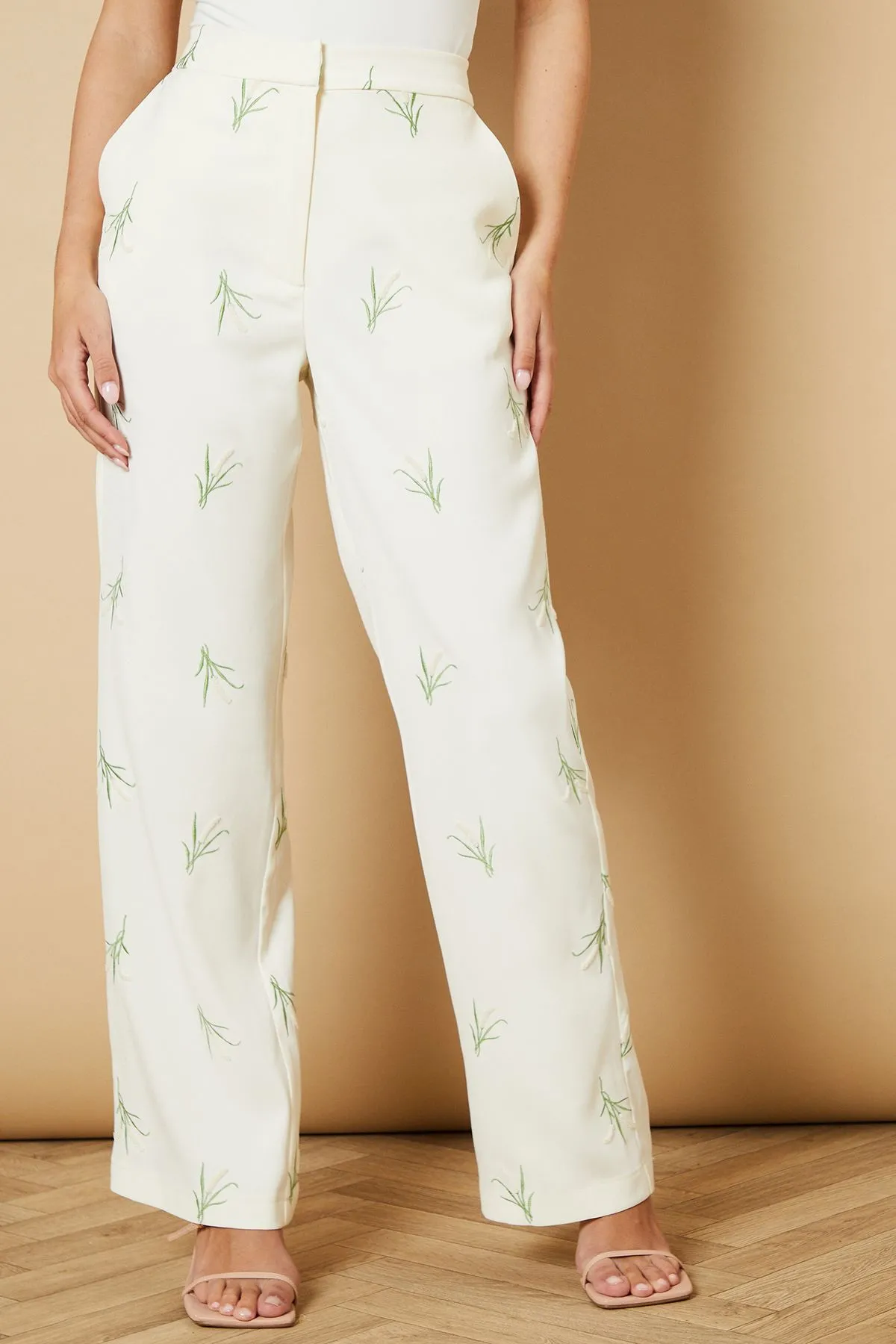 Floral Embroidered Tailored Suit Trouser