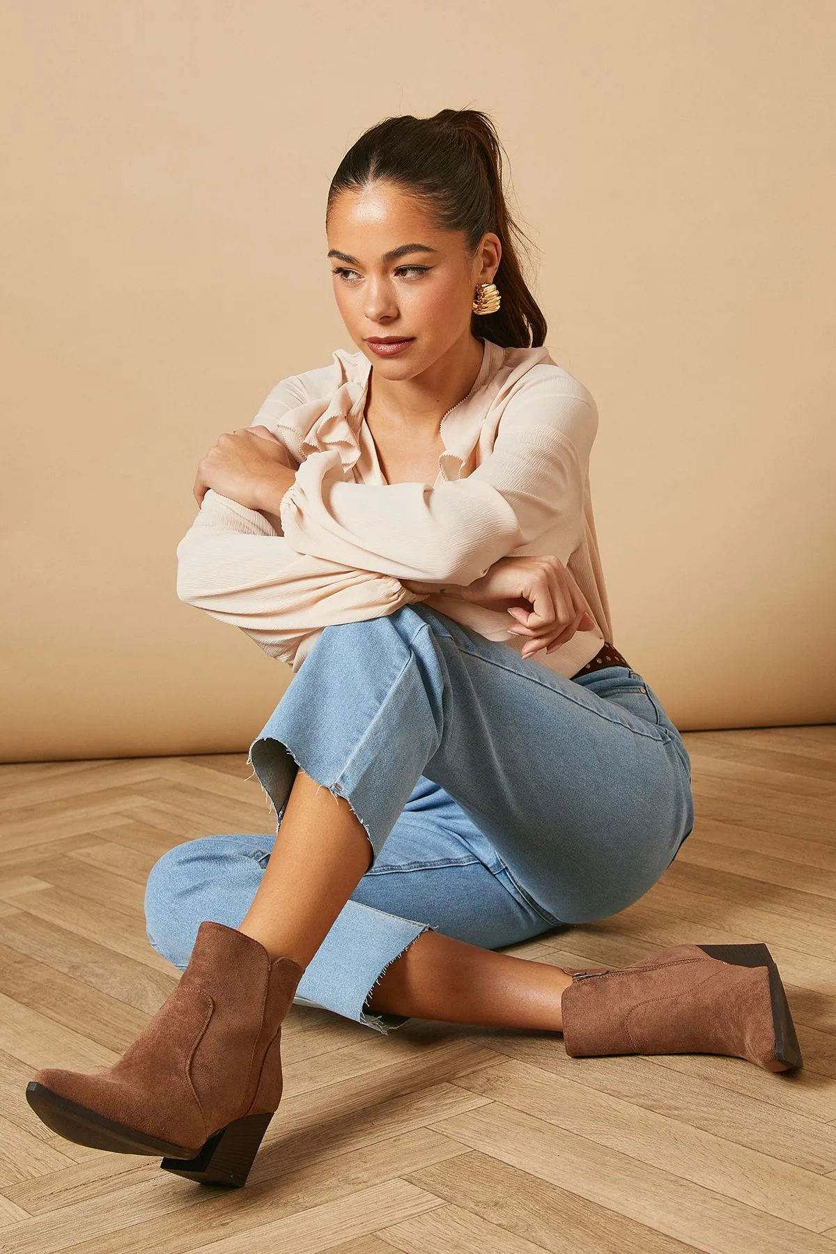 Sorrel Faux Suede Western Ankle Boots