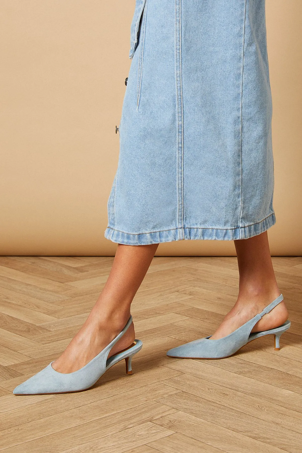 Adair Faux Suede Slingback Kitten Heel Court Shoes