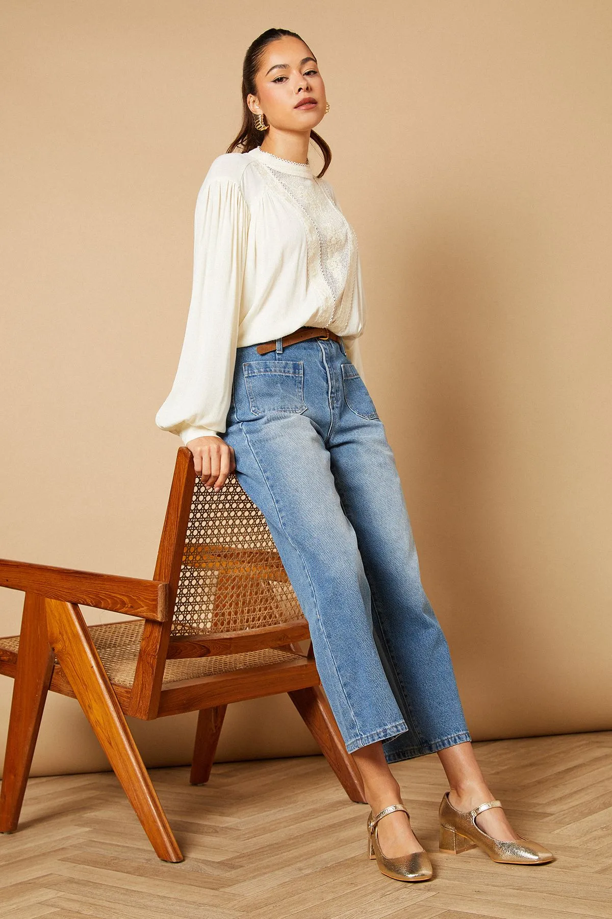 Romy Faux Metallic Leather Mary Jane Low Block Heeled Shoes