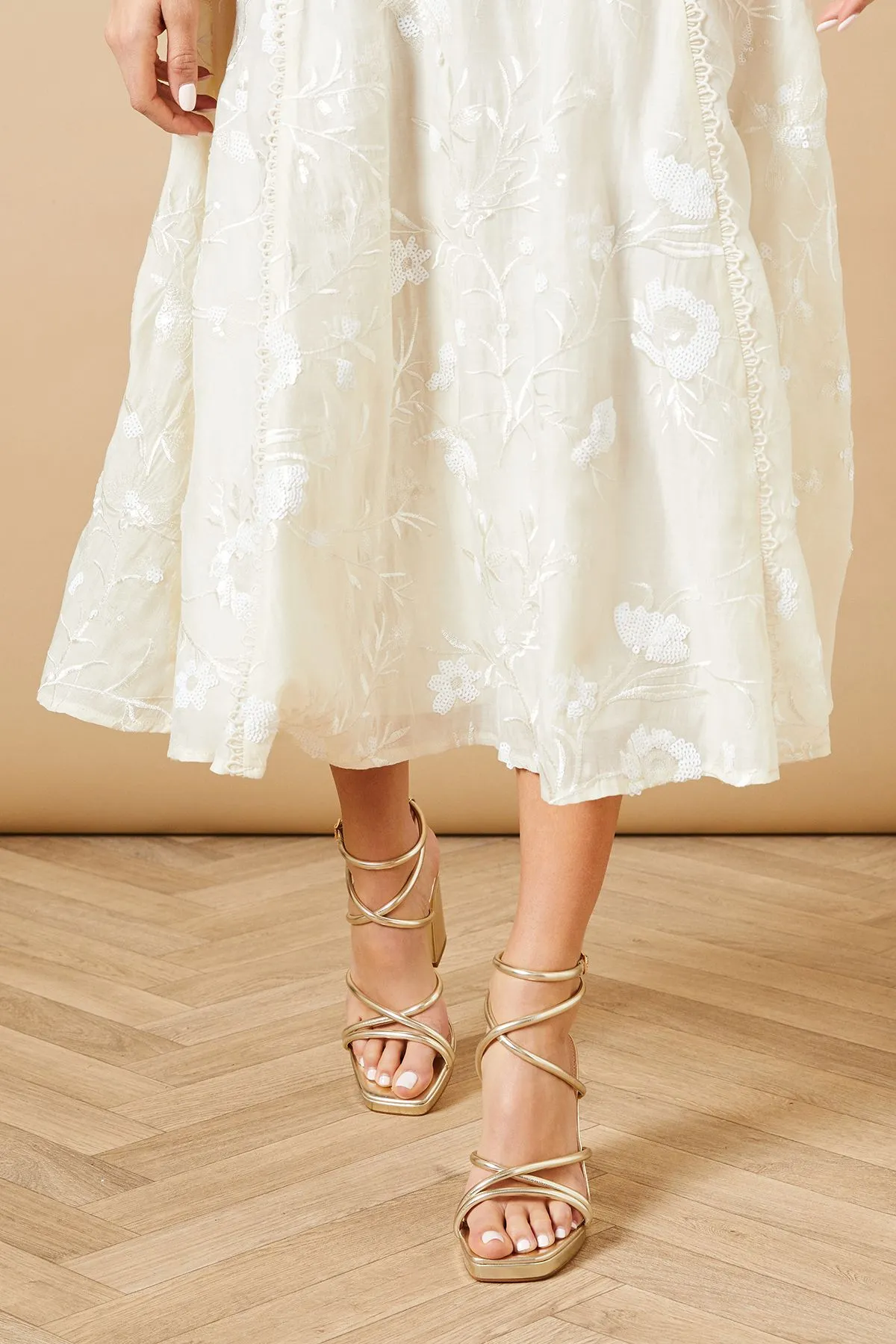 Evristine Faux Leather Strappy Platform High Block Heel Sandals