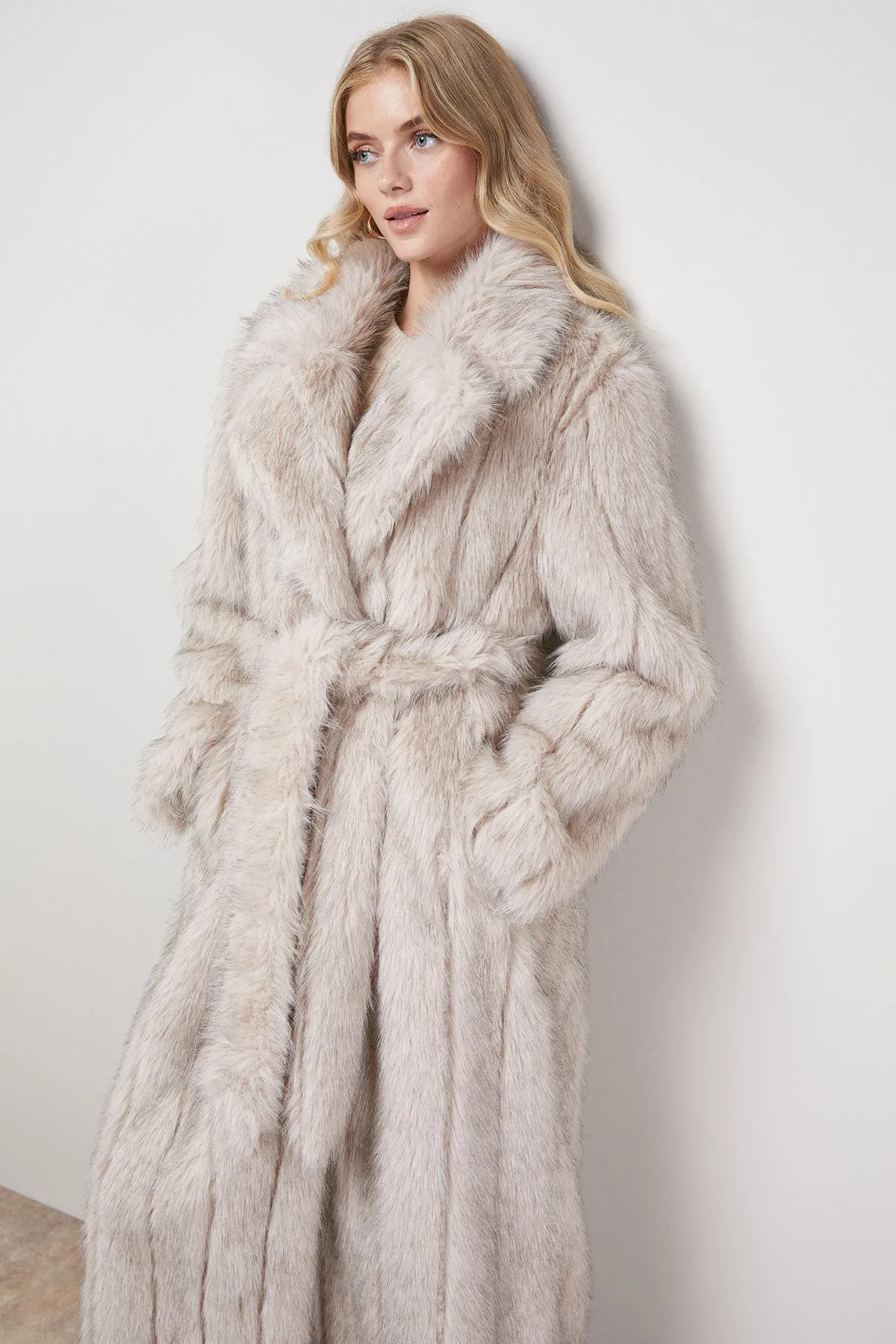 Belted Fur Maxi Coat