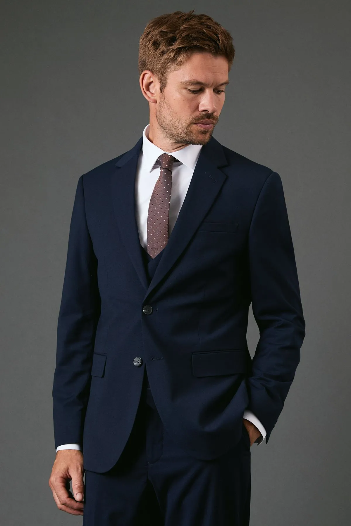 Navy Tailored Fit Essential Suit Jacket
