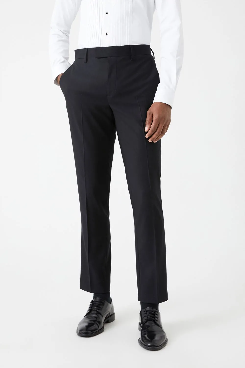 Black Skinny Fit Tuxedo Suit Trousers