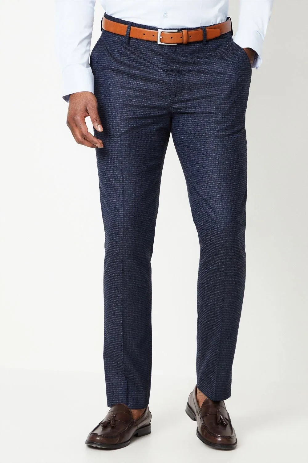 Tonal Grid Check Slim Fit Wedding Suit Trouser